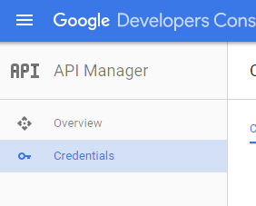 В меню слева выбираем Credentials