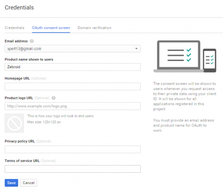 OAuth consent screen