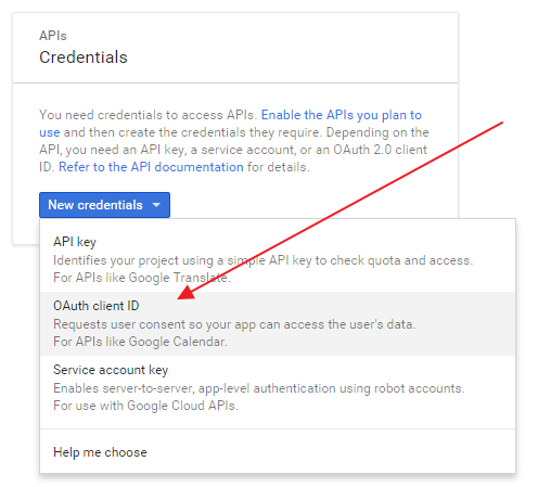 Создаем OAuth client ID